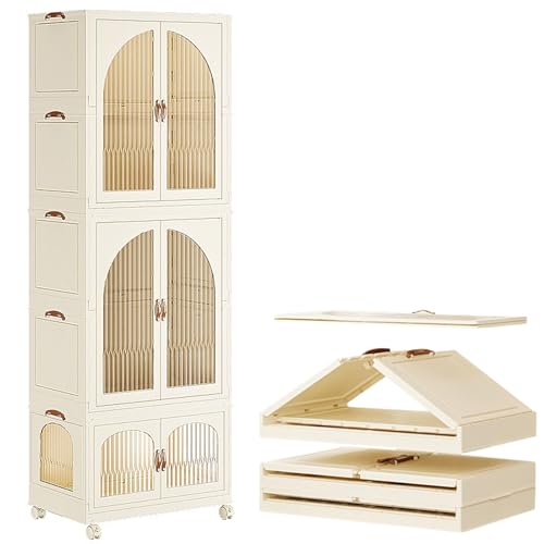 GODFSAHG Tragbarer Kleiderschrank, zusammenklappbarer Kunststoff-Kleiderschrank mit magnetischen Türen und Rollen, Schlafzimmerschrank, Kunststoff-Kleiderschrank mit Aufhängestange GODFSAHG Tragbarer Kleiderschrank, zusammenklappbarer Kunststoff-Kleiderschrank mit magnetischen Türen und Rollen, Schlafzimmerschrank, Kunststoff-Kleiderschrank mit Aufhängestange von GODFSAHG
