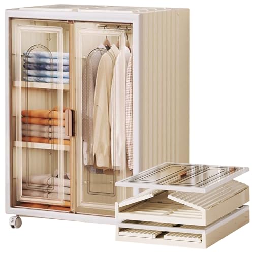 GODFSAHG Tragbarer Kleiderschrank-Organizer für Kleidung, 300 l, zusammenklappbar, All-in-One-Kunststoff-Kleiderschrank mit magnetischer Tür und Rollen, einfache Montage GODFSAHG Tragbarer Kleiderschrank-Organizer für Kleidung, 300 l, zusammenklappbar, All-in-One-Kunststoff-Kleiderschrank mit magnetischer Tür und Rollen, einfache Montage von GODFSAHG