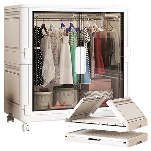 GODFSAHG Tragbarer Kleiderschrank mit magnetischen transparenten Türen, faltbarer Kleiderschrank, Aufbewahrungsschrank mit Rollen, Kleiderschrank, Kostüm-Organizer GODFSAHG Tragbarer Kleiderschrank mit magnetischen transparenten Türen, faltbarer Kleiderschrank, Aufbewahrungsschrank mit Rollen, Kleiderschrank, Kostüm-Organizer von GODFSAHG