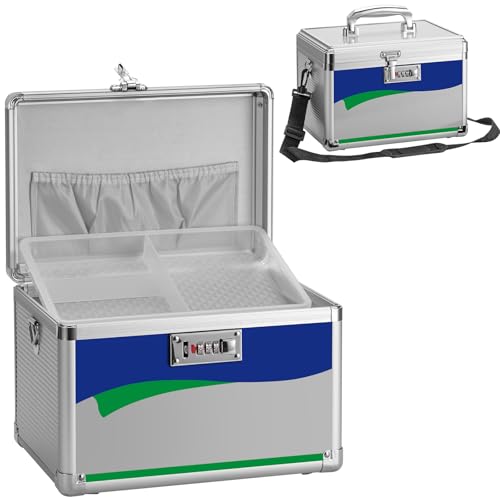 GODLONSEN Abschließbare Medizinbox, 28.4 x 19.3 x 19.3 cm, Sichere Zahlenschloss Box, Erste Hilfe Sicher Medikamenten Aufbewahrungsbox für Haus Schule Krankenhaus (Silber, Mittel) von GODLONSEN