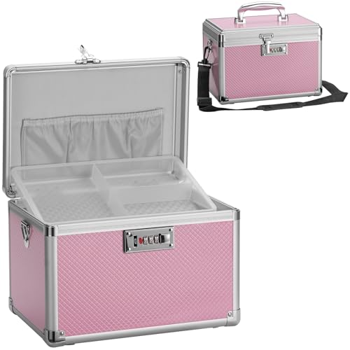 GODLONSEN Medikamenten-Schließfach - Kombinationsschloss Medizinbox, Groß 34 x 19 x 21 cm, Medikamenten Schließfach mit Code, Erste Hilfe Sicher Medikamenten Aufbewahrungsbox, Rosa von GODLONSEN