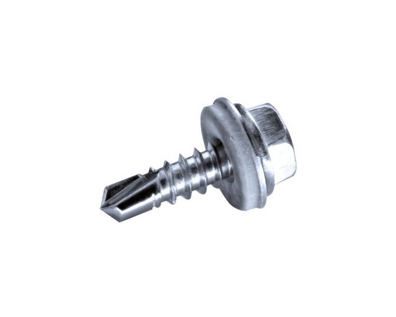 GOEBEL GmbH Bohrschraube Bohrschrauben 4,2 x 13,0 Edelstahl C1 Schrauben EPDM Scheibe DIN7504K, (500x Sechskant mit EPDM Scheibe - 4,2 x 13,0 mm, 500 St., Edelstahl C1 GOEBEL silber GL DIN7504K Werksnorm), Selbstbohrende Schraube mit Dichtscheibe Selbstschneidend von GOEBEL GmbH