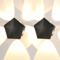 2 Stück Moderne Außenwandleuchte 5W Pentagrammform LED-Wandleuchte Warmweiß 3000K Für Eingang Flur Hof Garten Terrasse Balkon Garage Schwarz von GOECO