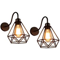 Goeco - 2 Stück Wandleuchten Vintage Industrielle, Schwarz Diamant Käfig Metall Deckenleuchte E27 Retro Wandleuchte Innen Dekoration für Wohnzimmer von GOECO