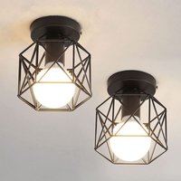 Goeco - 2er Pack Vintage Industrie Deckenleuchte, E27 Retro Schwarz Metall Käfig Kronleuchter Schirm Eisen, Deckenlampe für Schlafzimmer von GOECO