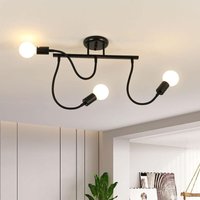 Goeco - Deckenleuchte Vintage E27 Basis 3 Lichtern Deckenlampe Für Küche Esszimmer Schlafzimmer Flur Flur Eingang Balkon Schwarz von GOECO