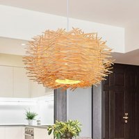 Goeco - Bambus-Pendelleuchte im Boho-Stil 30cm x 17cm, Natürliche Geflochtene Rattan-Lampe, E27 Vintage Deckenleuchte für Restaurant Wohnzimmer Küche von GOECO