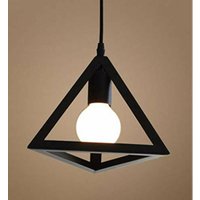 Kreative dreidimensionale Vintage-Metall-Pendelleuchte mit E27-Fassung, geometrische Pendelleuchte für Wohnzimmer und Küche (ohne Glühbirne), Schwarz von GOECO