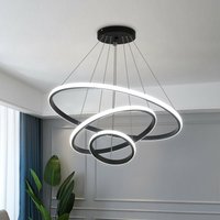 Goeco - led Deckenleuchte, Moderne led Pendelleuchte 76W Kreis Schwarz 3 Ringe Pendelleuchte Aluminium 60cm, 3000K-6500K von GOECO