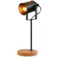 Goeco - Tischlampe Holz Vintage Nachttischlampe E27 Basis Für Schlafzimmer, Wohnzimmer, Büro Schwarz von GOECO