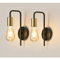 Vintage Wandlampe 2er Pack, industrielle Innenwandlampe, Retro-Eisen-Wandstrahler für Schlafzimmer, Flur, Bar, E27, IP20, Schwarz, ohne Glühbirne von GOECO