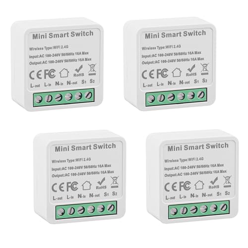GOEDCH 4 Stück Smart Lichtschalter Modul: WLAN Schalter, Mini DIY Schalter, WiFi-Touch-Steuerung mit Tuya/App-Kompatibilität, Neutralleiter-Unterstützung & Kompaktes Design für Home & Hausautomation GOEDCH 4 Stück Smart Lichtschalter Modul: WLAN Schalter, Mini DIY Schalter, WiFi-Touch-Steuerung mit Tuya/App-Kompatibilität, Neutralleiter-Unterstützung & Kompaktes Design für Home & Hausautomation von GOEDCH