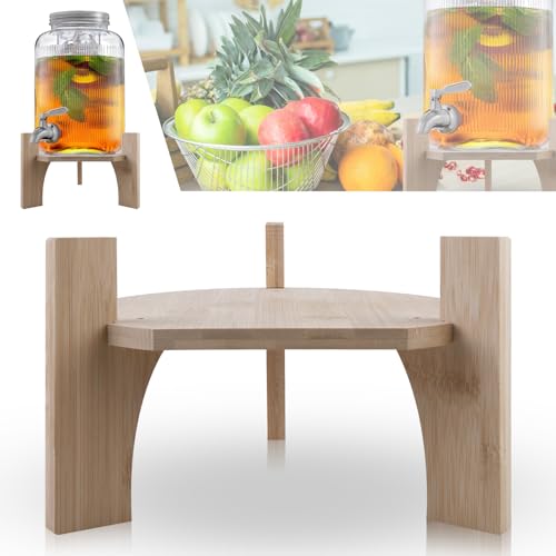 GOEDCH Getränkespender Ständer: Getränkespender Aus Holz Deckelhalter, Praktischer Sockel, Getränkespender Halter für Picknicks, Feiern, Ornamente, Restaurant Hochzeiten, 21,5 cm Holz (Rund) von GOEDCH
