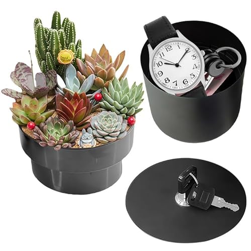 GOEDCH Tresor in Form Eines Blumentopfes mit Schlüsselschloss: Getarnte Versteck Blumentopf, Schließbar versteckte Blumenkiste zum Verstecken von Wertsachen, Pflanzen nicht im Lieferumfang enthalten von GOEDCH