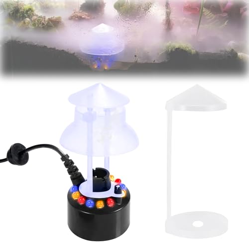 Ultraschall Vernebler mit 12 LED-Licht: GOEDCH 24V Ultraschall-Nebelmacher Fogger, Mist Maker Wassernebler Fogger, Ultraschall Nebler Vernebler für Aquarium Teich Topf Steingarten (EU-Stecker) von GOEDCH