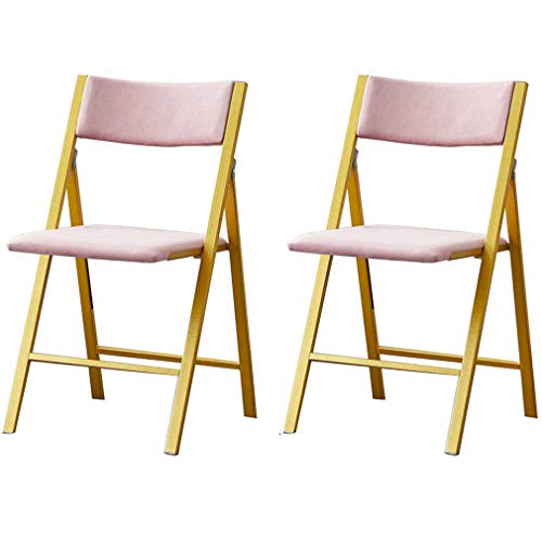 GOENN 2xfolding Stühle Kohlenstoffstahl Studieren Esstuhlstuhl Büroverhandlung Empfang Stuhl Mikrofaser Stoff gepolstert, Gewichtskapazität 330ib (Color : Pink) von GOENN
