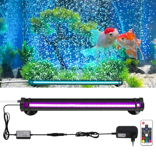 GOESWELL Aquarium LED Lampe RGB Beleuchtung: Wasserdicht mit Blasenfunktion und Fernbedienung für gleichmäßige Aquarienbeleuchtung mit individueller Steuerung (31CM) von GOESWELL
