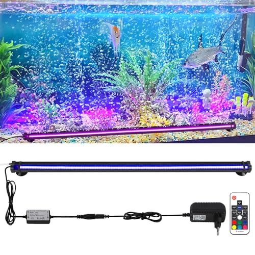 GOESWELL Aquarium LED Lampe RGB Beleuchtung: Wasserdicht mit Blasenfunktion und Fernbedienung für gleichmäßige Aquarienbeleuchtung mit individueller Steuerung (76CM) von GOESWELL
