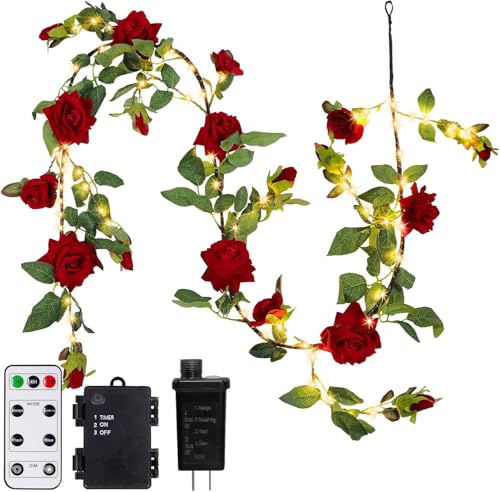 GOESWELL Artificial Rose Vine Luminous DIY Willow Vine Home Decoration,Brown Willow Vine Wall Decor Lights Floral Ivy Indoor and Outdoor Decoration for Weddings and Parties Red Rose GOESWELL Artificial Rose Vine Luminous DIY Willow Vine Home Decoration,Brown Willow Vine Wall Decor Lights Floral Ivy Indoor and Outdoor Decoration for Weddings and Parties Red Rose von GOESWELL