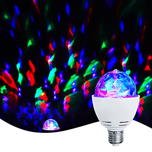 GOESWELL LED-Partyleuchte,Automatisch drehende 3W Multi-Color-LED-Glühbirne, Disco-Lichteffekt, geeignet für alle Lampen mit E27-Fassung, weiß von GOESWELL