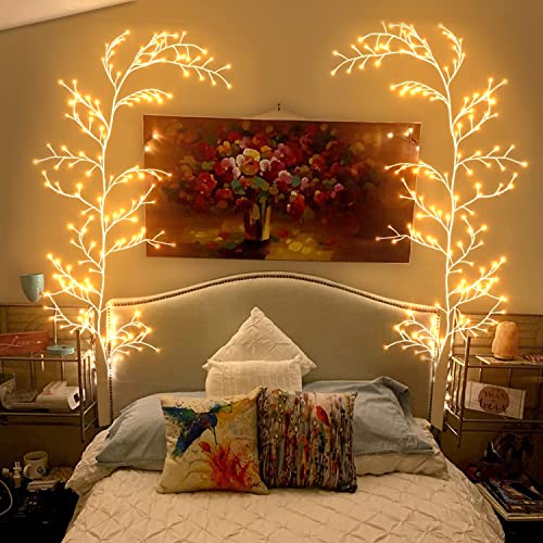 GOESWELL Illuminated Willow Vine Home Bedroom Living Room Decor Manual DIY Shape Decoration Artificial Vineyard Wall Decoration 144 LEDs Warm White Light von GOESWELL