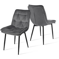 Eleganter Esszimmerstuhl mit ergonomischer Rückenlehne, doppelt gepolsterter Sitzfläche und Samtbezug - 2er Set - Dunkelgrau - Goeurvant von GOEURVANT
