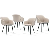 Goeurvant - Minimalistische Esszimmerstühle mit breiter Sitzfläche und ergonomischen Armlehnen, Kombination aus Komfort und Eleganz - 4er Set - Beige Goeurvant - Minimalistische Esszimmerstühle mit breiter Sitzfläche und ergonomischen Armlehnen, Kombination aus Komfort und Eleganz - 4er Set - Beige von GOEURVANT