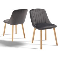 Moderne Esszimmerstühle mit dicker Sitzpolsterung, ergonomischer Rückenlehne und Holzbeinen, Stil und Komfort in einem - 2er Set - Dunkelgrau Moderne Esszimmerstühle mit dicker Sitzpolsterung, ergonomischer Rückenlehne und Holzbeinen, Stil und Komfort in einem - 2er Set - Dunkelgrau von GOEURVANT