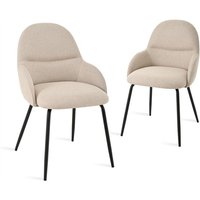 Goeurvant Esszimmerstühle im minimalistischen skandinavischen Stil, mit optimaler Rückenstütze und stabilem Holzgestell - 2er Set - Beige von GOEURVANT