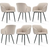 Minimalistische Esszimmerstühle mit breiter Sitzfläche und ergonomischen Armlehnen, Kombination aus Komfort und Eleganz - 6er Set - Beige - Goeurvant Minimalistische Esszimmerstühle mit breiter Sitzfläche und ergonomischen Armlehnen, Kombination aus Komfort und Eleganz - 6er Set - Beige - Goeurvant von GOEURVANT