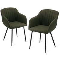 Goeurvant Minimalistische Esszimmerstühle mit breiter Sitzfläche und ergonomischen Armlehnen, Kombination aus Komfort und Eleganz - 2er Set - Grasgrün von GOEURVANT