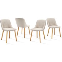 Goeurvant - Moderne Esszimmerstühle mit dicker Sitzpolsterung, ergonomischer Rückenlehne und Holzbeinen, Stil und Komfort in einem - 4er Set - Beige Goeurvant - Moderne Esszimmerstühle mit dicker Sitzpolsterung, ergonomischer Rückenlehne und Holzbeinen, Stil und Komfort in einem - 4er Set - Beige von GOEURVANT