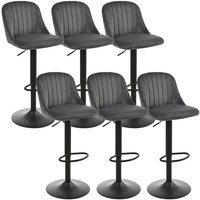 Goeurvant Moderner 360°-drehbarer Barhocker mit höhenverstellbarem Sitz, Metallgestell und Bezug in Leinen oder Samt - 6er Set - Dunkelgrau von GOEURVANT