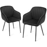 Minimalistische Esszimmerstühle mit breiter Sitzfläche und ergonomischen Armlehnen, Kombination aus Komfort und Eleganz - 2er Set - Schwarz Minimalistische Esszimmerstühle mit breiter Sitzfläche und ergonomischen Armlehnen, Kombination aus Komfort und Eleganz - 2er Set - Schwarz von GOEURVANT