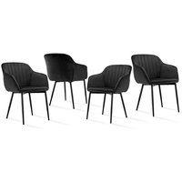 Minimalistische Esszimmerstühle mit breiter Sitzfläche und ergonomischen Armlehnen, Kombination aus Komfort und Eleganz - 4er Set - Schwarz Minimalistische Esszimmerstühle mit breiter Sitzfläche und ergonomischen Armlehnen, Kombination aus Komfort und Eleganz - 4er Set - Schwarz von GOEURVANT