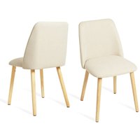 Moderne Minimalistische Esszimmerstühle mit Atmungsaktivem Bezug und Massivholzbeinen - 2er Set - Creme - Goeurvant von GOEURVANT