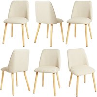 Moderne Minimalistische Esszimmerstühle mit Atmungsaktivem Bezug und Massivholzbeinen - 6er Set - Creme - Goeurvant Moderne Minimalistische Esszimmerstühle mit Atmungsaktivem Bezug und Massivholzbeinen - 6er Set - Creme - Goeurvant von GOEURVANT