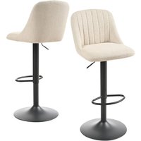 Moderner 360°-drehbarer Barhocker mit höhenverstellbarem Sitz, Metallgestell und Bezug in Leinen oder Samt - 2er Set - Beige - Goeurvant Moderner 360°-drehbarer Barhocker mit höhenverstellbarem Sitz, Metallgestell und Bezug in Leinen oder Samt - 2er Set - Beige - Goeurvant von GOEURVANT