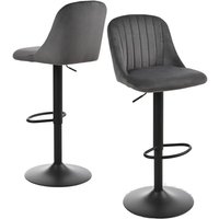 Moderner 360°-drehbarer Barhocker mit höhenverstellbarem Sitz, Metallgestell und Bezug in Leinen oder Samt - 2er Set - Dunkelgrau - Goeurvant Moderner 360°-drehbarer Barhocker mit höhenverstellbarem Sitz, Metallgestell und Bezug in Leinen oder Samt - 2er Set - Dunkelgrau - Goeurvant von GOEURVANT