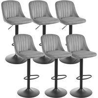 Moderner 360°-drehbarer Barhocker mit höhenverstellbarem Sitz, Metallgestell und Bezug in Leinen oder Samt - 6er Set - Hellgrau - Goeurvant Moderner 360°-drehbarer Barhocker mit höhenverstellbarem Sitz, Metallgestell und Bezug in Leinen oder Samt - 6er Set - Hellgrau - Goeurvant von GOEURVANT