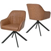 Moderner Esszimmerstühle mit dicker Doppelsitzpolsterung, breiter Rückenlehne und ergonomischen Armlehnen - 2er Set - Braun - Goeurvant Moderner Esszimmerstühle mit dicker Doppelsitzpolsterung, breiter Rückenlehne und ergonomischen Armlehnen - 2er Set - Braun - Goeurvant von GOEURVANT