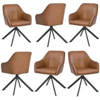 Moderner Esszimmerstühle mit dicker Doppelsitzpolsterung, breiter Rückenlehne und ergonomischen Armlehnen - 6er Set - Braun - Goeurvant Moderner Esszimmerstühle mit dicker Doppelsitzpolsterung, breiter Rückenlehne und ergonomischen Armlehnen - 6er Set - Braun - Goeurvant von GOEURVANT