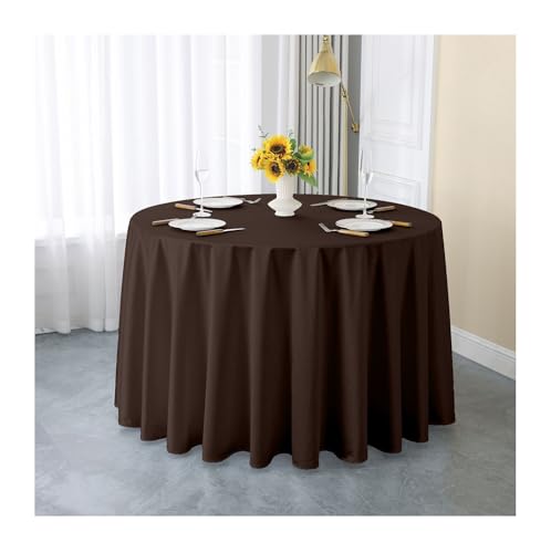 GOEXCPL Einfarbige runde Satin-Tischdecke Verdicken Glatter Stoff Geeignet für Restaurants, Hotels, Hochzeiten und Partys Maschinenwaschbar, Dunkelbraun, Durchmesser 200 cm von GOEXCPL