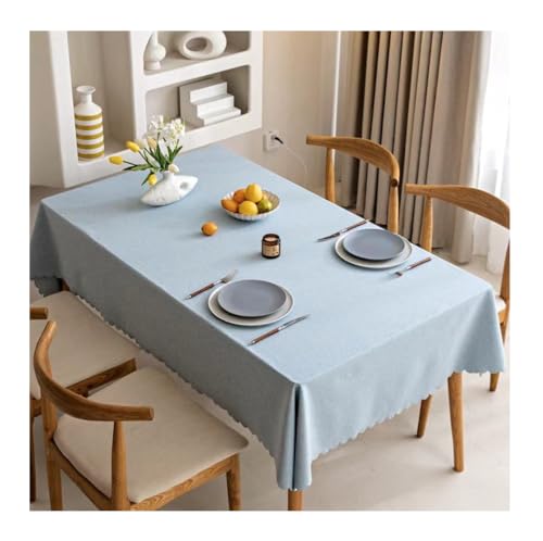 GOEXCPL Fleckabweisende Rechteckig Tischdecke,Wasserdicht beschichtete Tischdecke,Leicht zu reinigen, Hellblau 240 x 140 cm von GOEXCPL