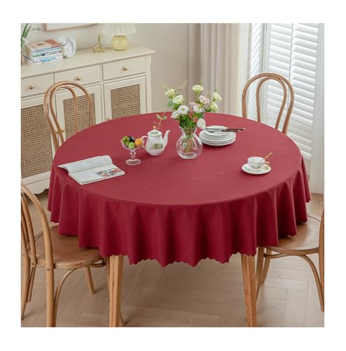 GOEXCPL Fleckabweisende runde Tischdecke,Wasserdicht beschichtete Tischdecke,Leicht zu reinigen, Burgunderrot Durchmesser 240 cm GOEXCPL Fleckabweisende runde Tischdecke,Wasserdicht beschichtete Tischdecke,Leicht zu reinigen, Burgunderrot Durchmesser 240 cm von GOEXCPL