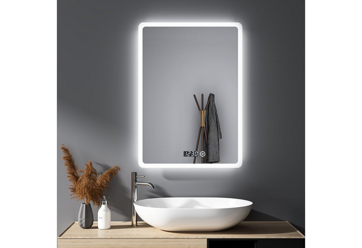 WDWRITTI Badspiegel LED Wandspiegel Touch Badezimmerspiegel spiegel Bad mit Beleuchtung (Lichtspiegel, Spiegel Badezimmer Wand, 80x60 50x70 cm Kaltweiß), energiesparender,IP44 von WDWRITTI