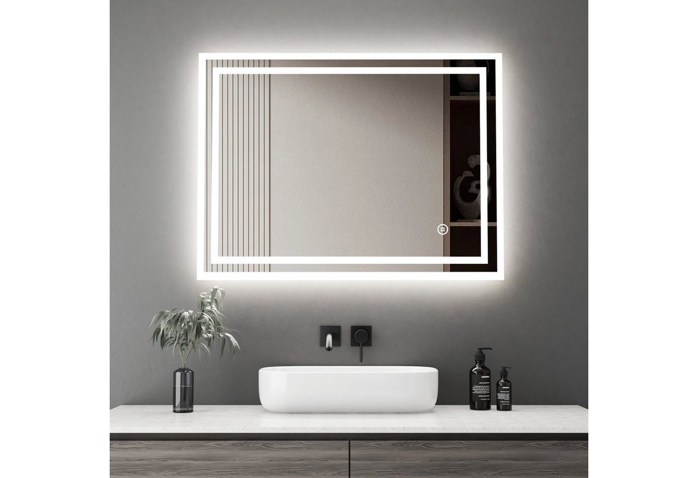 WDWRITTI Badspiegel Wandspiegel Led 80x60 3Lichtfarben Helligkeit dimmbar Memory-Funktion (Badezimmerspiegel mit Beleuchtung,Spiegel led,Lichtspiegel, 60x80cm), energiesparender,IP44 von WDWRITTI