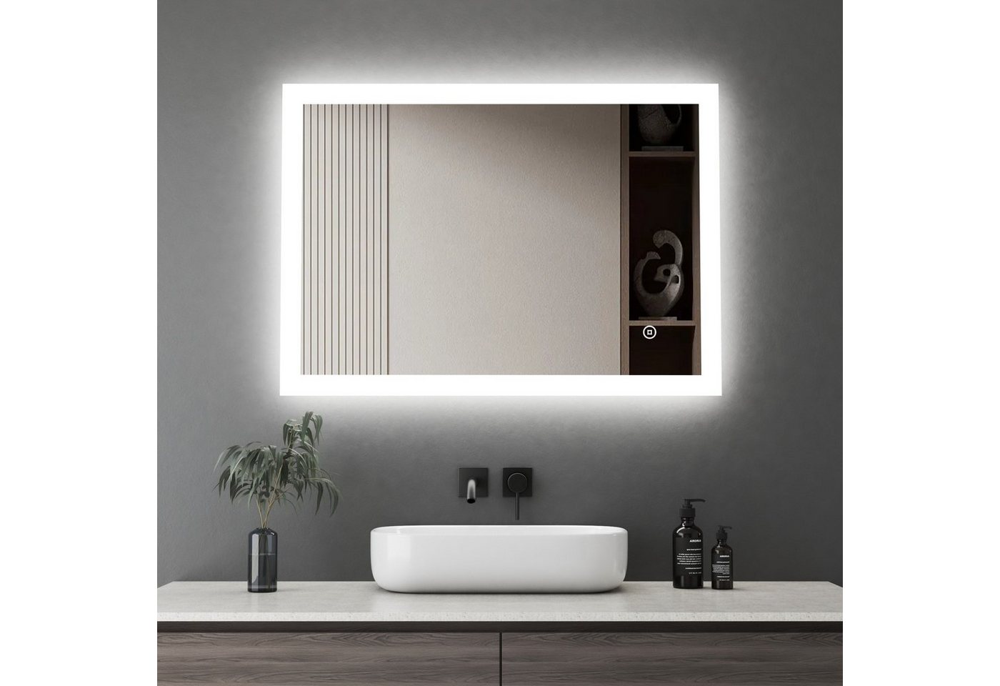 WDWRITTI Badspiegel Wandspiegel Led 80x60 Memory-Funktion 3Lichtfarben Helligkeit dimmbar (Badezimmerspiegel mit Beleuchtung,Spiegel led,Lichtspiegel, 60x80cm), energiesparender,IP44 von WDWRITTI