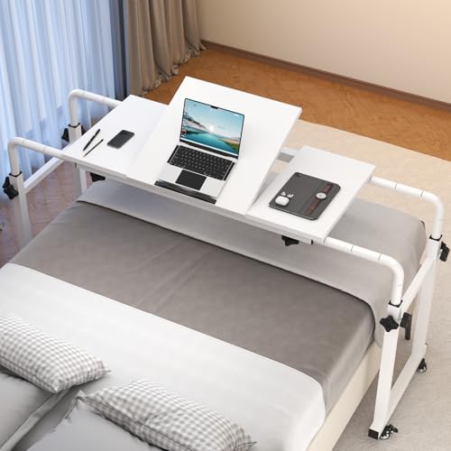 GOFEI Verstellbarer Betttisch mit feststellbaren Rädern, höhenverstellbarer Rollbett-Schreibtisch mit neigbarer Oberseite, Skalenbeinen und Ablage, passend für Betten mit einer Breite von 120–210 cm GOFEI Verstellbarer Betttisch mit feststellbaren Rädern, höhenverstellbarer Rollbett-Schreibtisch mit neigbarer Oberseite, Skalenbeinen und Ablage, passend für Betten mit einer Breite von 120–210 cm von GOFEI