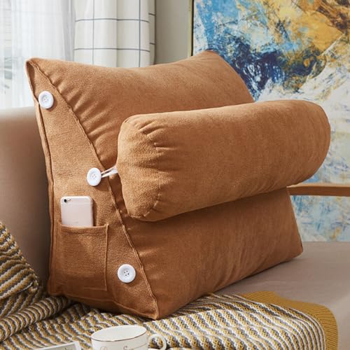 GOFOHIMI Home Dreieck Lesekissen, Keil-Lendenwirbelstützkissen, weiches Rückenstützkissen, Sofa-Taillenkissen, Rückenlehnenrolle, verstellbares Nackenkissen und Tasche,Hellbraun,60x22x50cm GOFOHIMI Home Dreieck Lesekissen, Keil-Lendenwirbelstützkissen, weiches Rückenstützkissen, Sofa-Taillenkissen, Rückenlehnenrolle, verstellbares Nackenkissen und Tasche,Hellbraun,60x22x50cm von GOFOHIMI